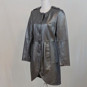 Stylish Gun Metal Gray Leather Jacket.